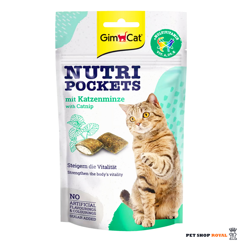 اسنک تشویقی گربه جیم کت با طعم کت نیپ وزن 60 گرم  GimCat Nutri Pockets Catnip
