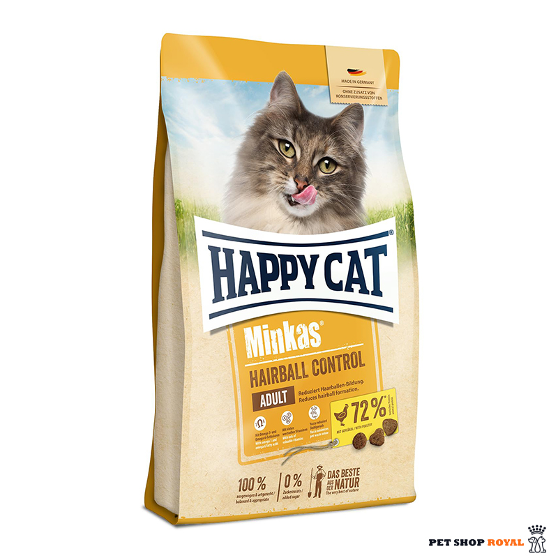 غذای گربه هپی کت مینکاس هیربال ۱ کیلویی (بسته بندی زیپ کیپ ) | Happy Cat Minkas Hairball Cat Dry Food