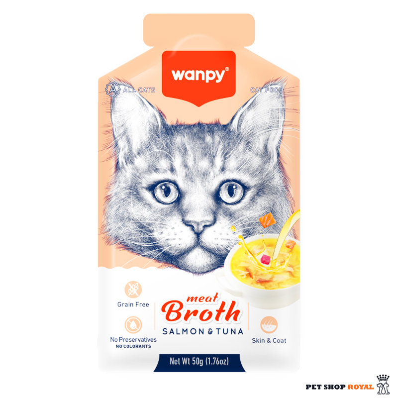 سوپ گربه ونپی با طعم ماهی تن و سالمون سفارش اروپا وزن 50 گرم Wanpy Cat Meat Broth